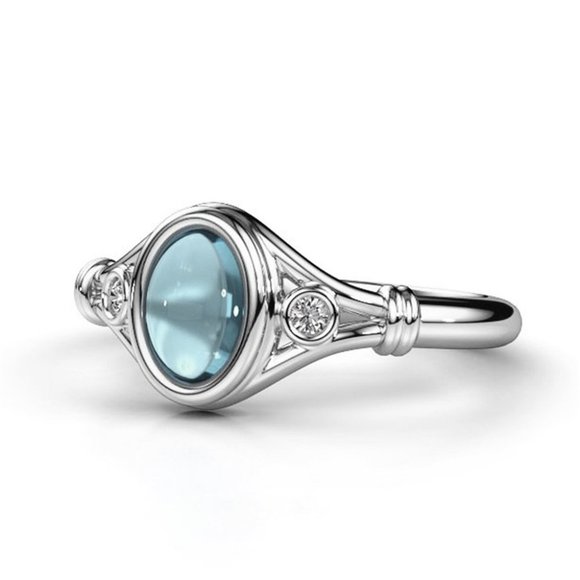 🎁New Blue Oval Opal Refine Fever Trendy Silver Rings for Women, EVGG1403 - Picture 5 of 7
